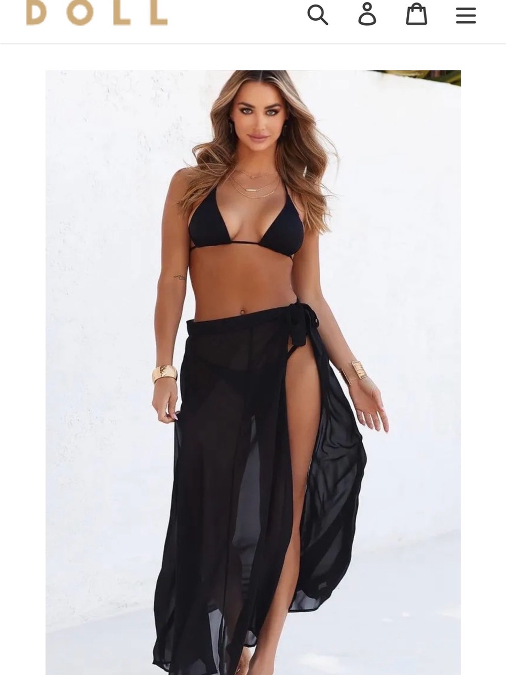 Black Sheer Tie-Waist Beach Cover-Up Skirt - Women Swim